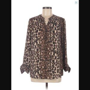 Rachel Zoe Leopard Print Button Down Shirt - Brown and Black